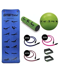 Prism Fitness 400-150-031-1 Smart Necessity Resistance Band Exercise Mat Bundle