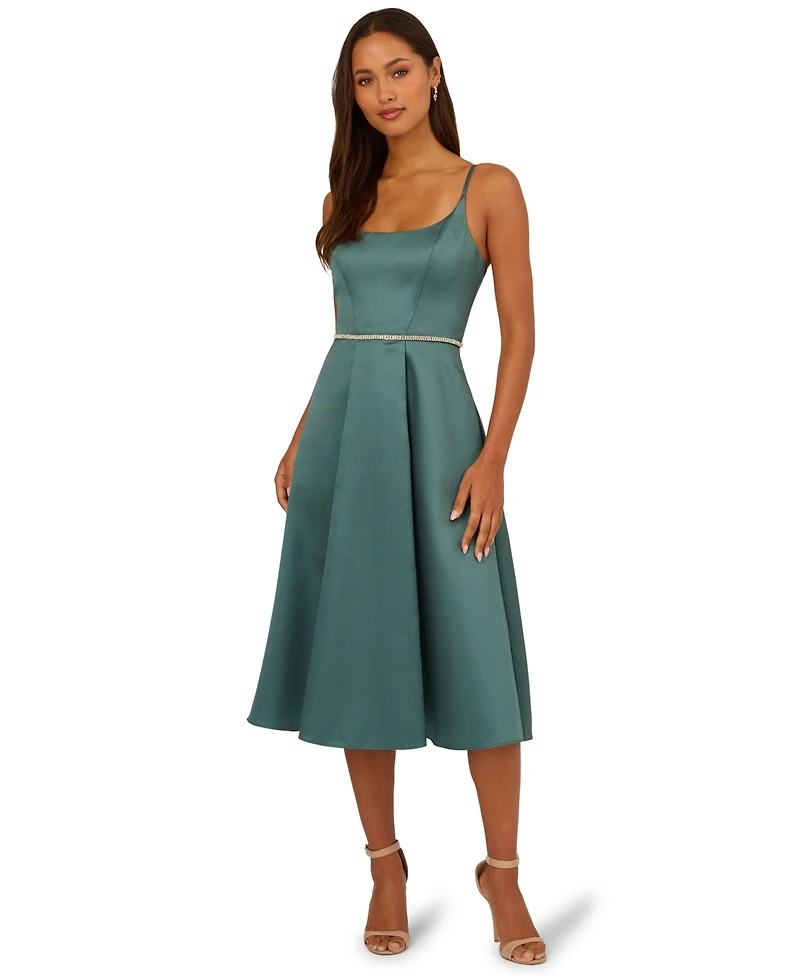 Adrianna Papell Women's Scoop Neck Midi Dress