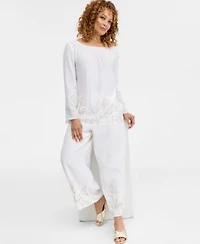 Jm Collection Womens Embroidered Blouse Pants Macys Exclusive