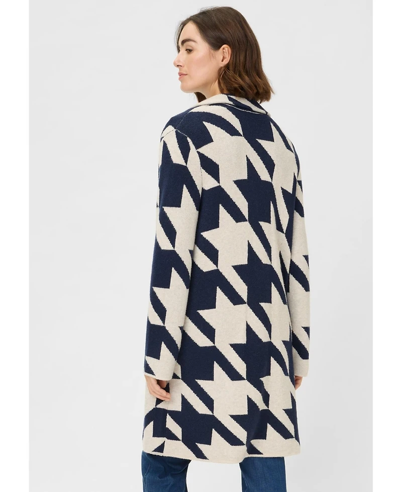 Olsen Longline Houndstooth Statement Cardigan