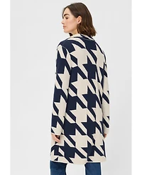Olsen Longline Houndstooth Statement Cardigan