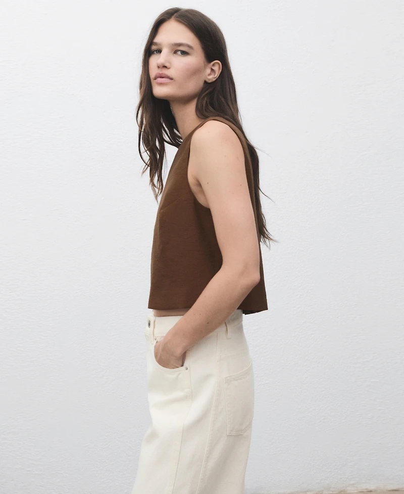 Mango Women's Buttoned Crop Top