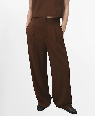 Mango Women's Straight-Fit Pleated Pants