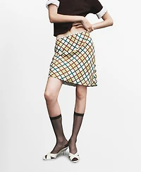 Mango Women's Short Checkered Skirt