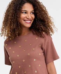 I.n.c. International Concepts Women's Short-Sleeve Grommet Top, Macy's Exclusive