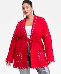 I.n.c. International Concepts Plus Size Studded Tie-Waist Cardigan, Macy's Exclusive