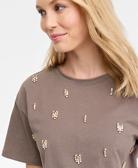 I.n.c. International Concepts Women's Cotton Embellished Tee, Macy's Exclusive