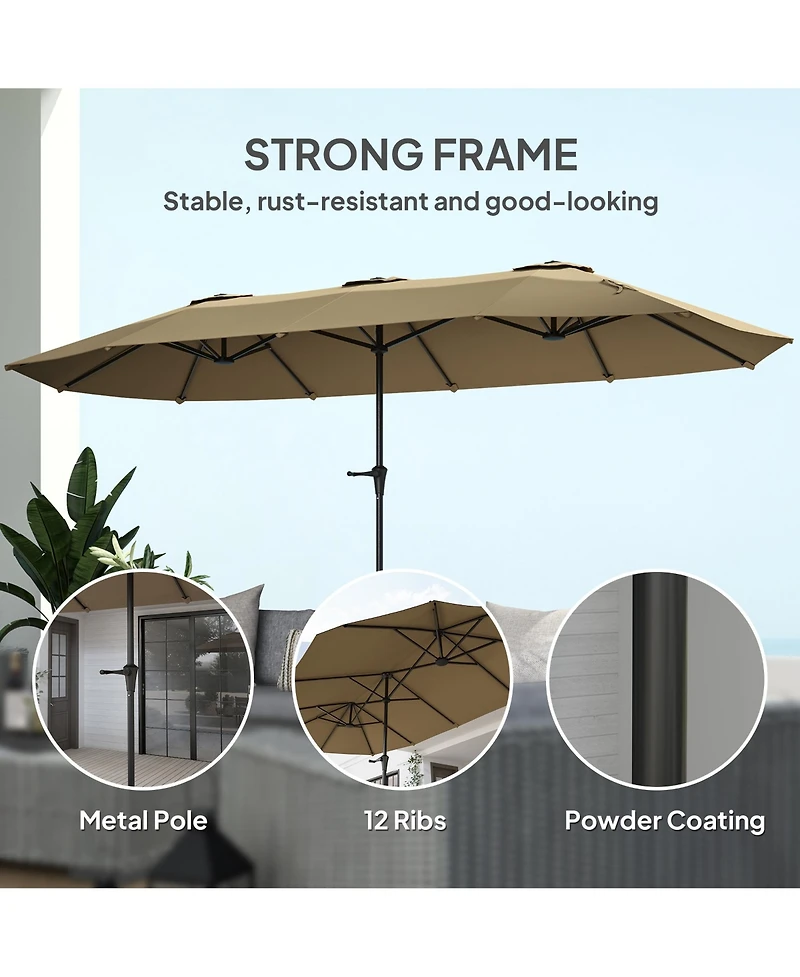 Outsunny 13 ft. Extra Large Patio Umbrella, UPF30+ Double