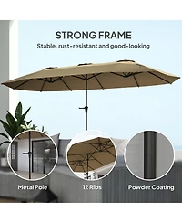 Outsunny 13 ft. Extra Large Patio Umbrella, UPF30+ Double
