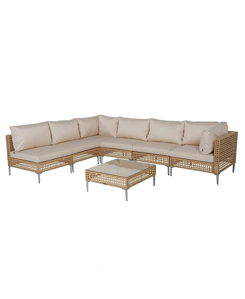 Boyel Living All-Iron Detachable Wicker Corner Sofa Set - 7 Pieces
