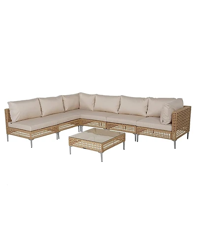Boyel Living All-Iron Detachable Wicker Corner Sofa Set - 7 Pieces