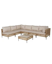 Boyel Living All-Iron Detachable Wicker Corner Sofa Set - 7 Pieces