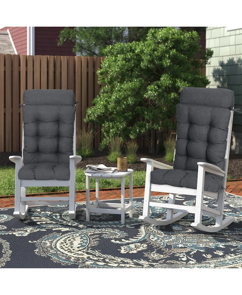 Aoodor Tufted Rocking Chair Cushion, High Back Cushion with Waterproof and Fade-Resistant, Set of 2