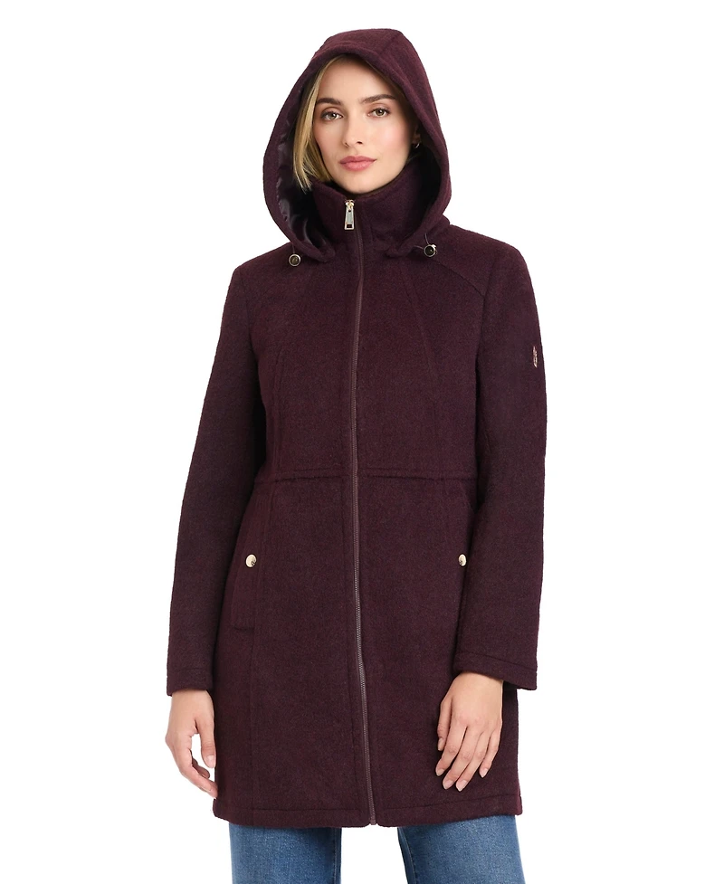 Vince Camuto Women's Zip Front Walker Coat With Detachable Hood