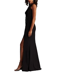 Tadashi Shoji Women's Neshia Halter Lapel Gown