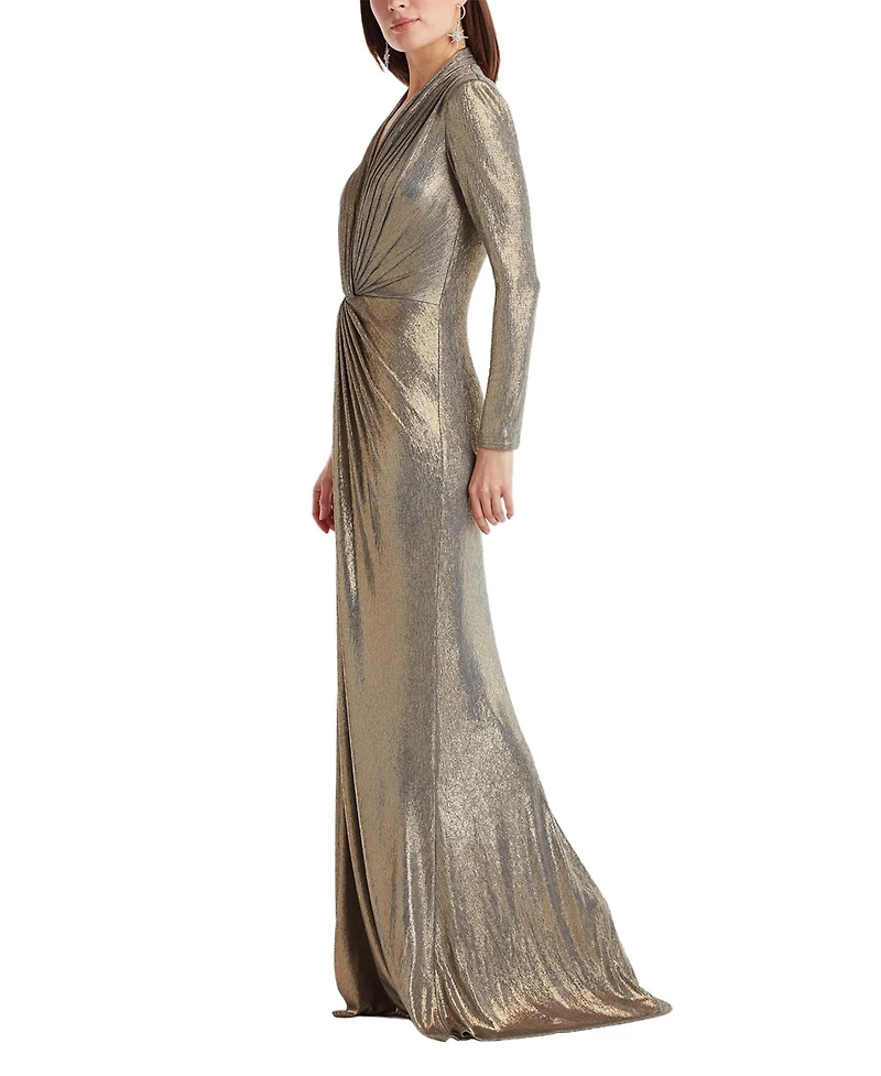 Tadashi Shoji Women's Ferrum Metallic Twist Drape Gown