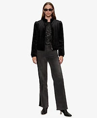 Sanctuary Women's Long Sleeve Quilted Velvet Jacket