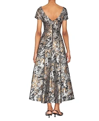 White Tie by Shani Women's V-Neck Jacquard High-Low Dress