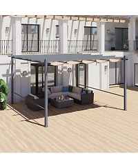Aoodor Pergola Shade Cover for 10 x 13 ft Outdoor with Retractable Canopy, Waterproof Fabric Patio, Brown/Gray (Cover