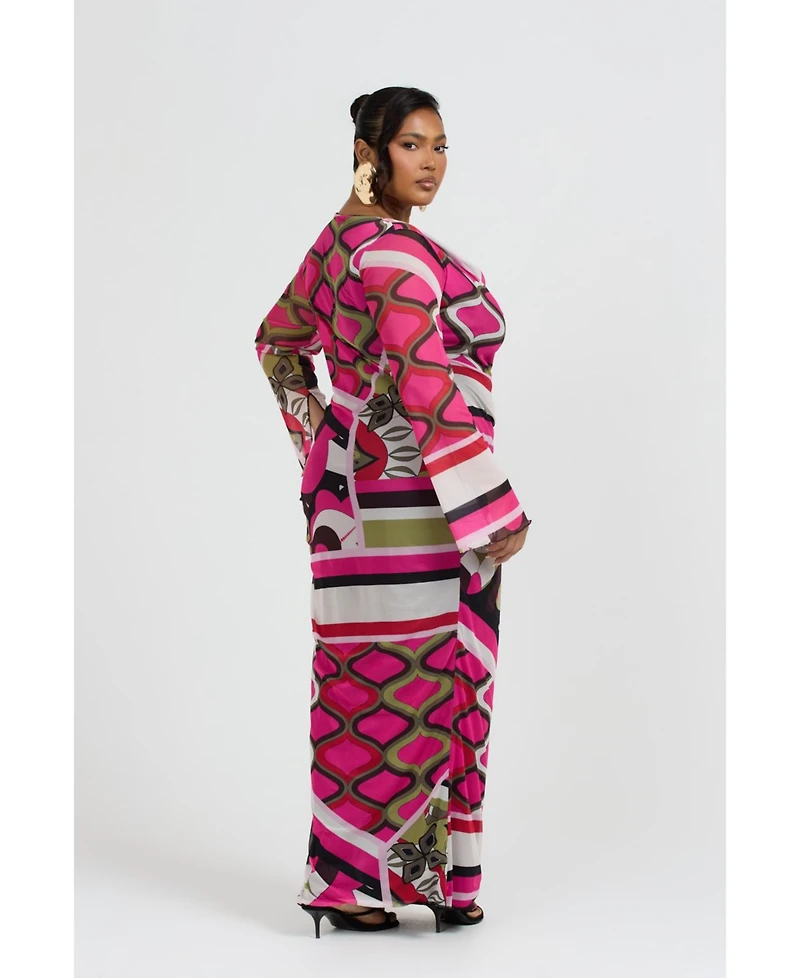 Fashion-szn Curve Plus Abstract Print Maxi Dress