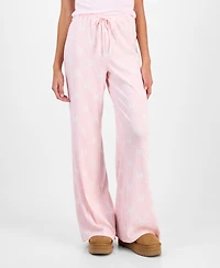 Just Polly Juniors' Pointelle Drawstring Wide-Leg Lounge Pants