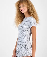 Just Polly Juniors' Pointelle Short-Sleeve Top