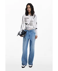 Desigual Women's Ribbed newspaper T-shirt