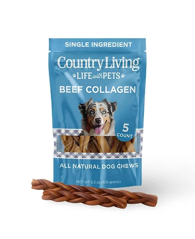 Country Living 6" Braided Collagen Sticks for Dogs – 5 Count Bag – All-Natural