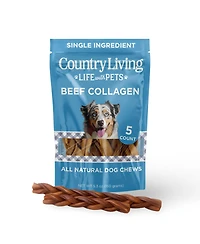 Country Living 6" Braided Collagen Sticks for Dogs – 5 Count Bag – All-Natural