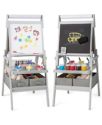 3-in-1 Art Easel for Kids with Magnetic Chalkboard & Whiteboard Paper Roll