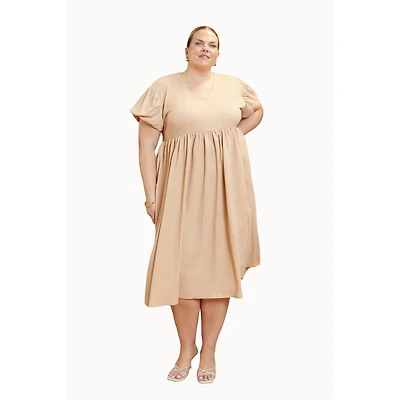 Fashion-szn Curve Women's Size-Puff Sleeve Smock Dress