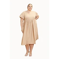 Fashion-szn Curve Women's Size-Puff Sleeve Smock Dress