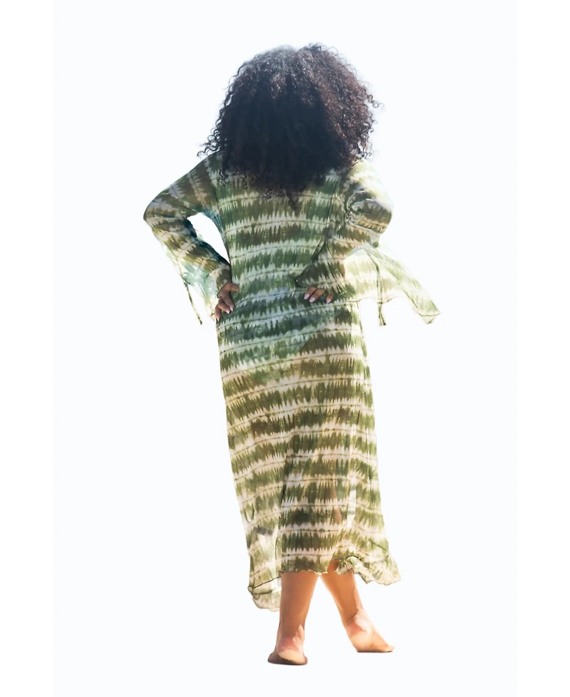 Fashion-szn Curve Women's Tie Dye Ruffle Resort Kaftan