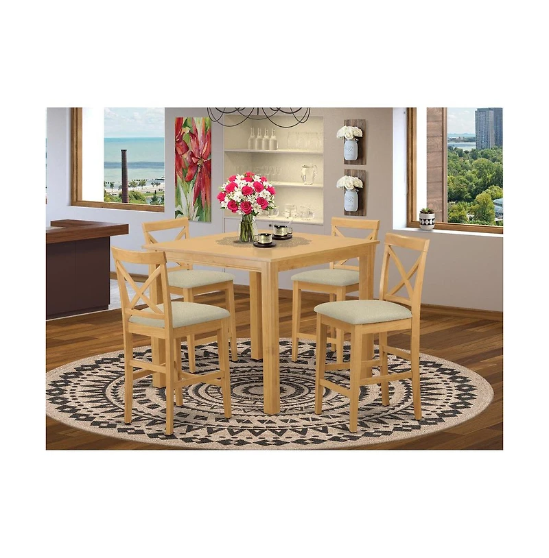 East West Furniture 5 Pc counter height set - counter height Table and 4 Kitchen bar stool.