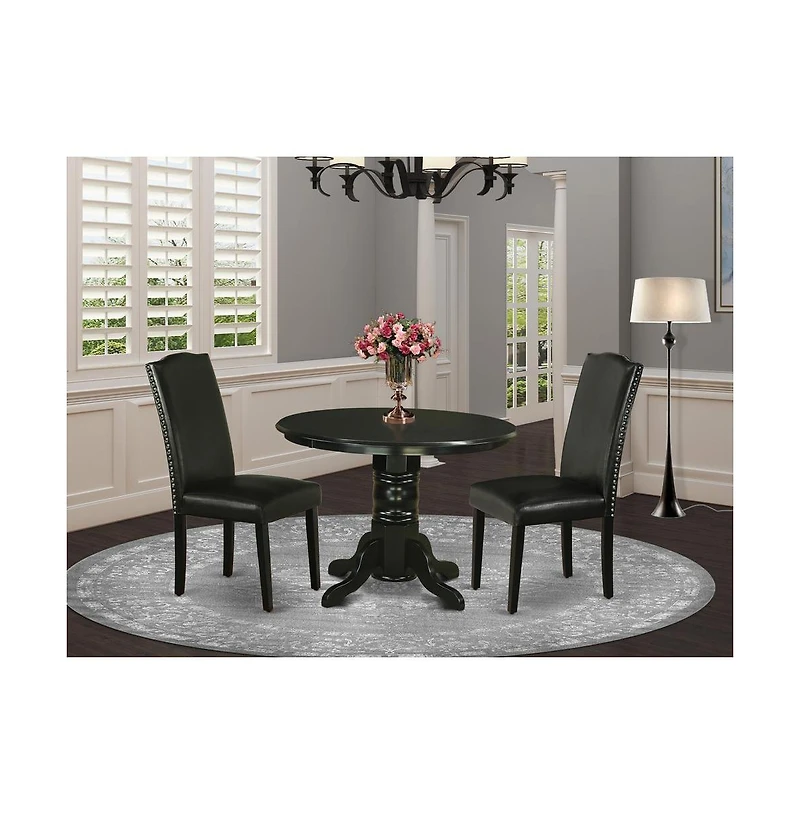 East West Furniture Dining Room Set Black, SHEN3-blk-69