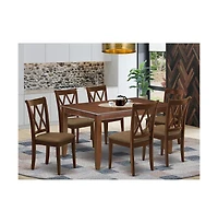 East West Furniture Dining Room Set Mahogany, DUCL7-mah-c