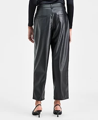 Bar Iii Women's Faux Leather Barrel-Leg Pants, Macy's Exclusive
