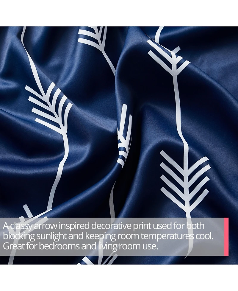 Hlc.me Arrow Printed Privacy Blackout Energy Efficient Room Darkening Thermal Grommet Window Curtain Drape Panels for Bedroom