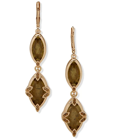 lonna & lilly Glass and Resin Stone Double Drop Earrings