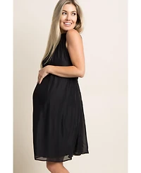 PinkBlush Black Chiffon High Neck Maternity Dress