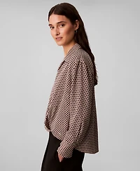 Calvin Klein Women's Printed Crepe Long Sleeve Top