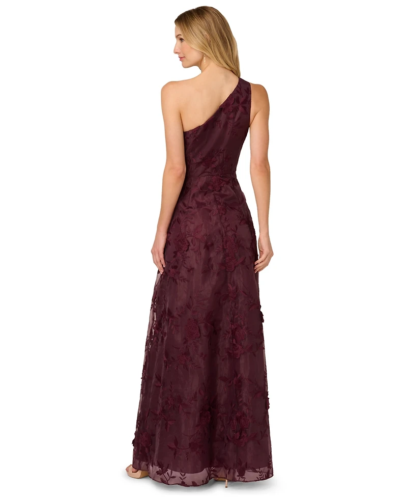 Adrianna Papell Women's Embroidered Ruffle Gown
