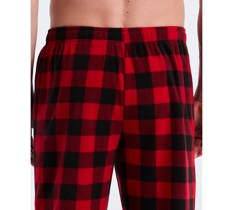 Perry Ellis Portfolio Men's Fleece Buffalo Plaid Print Sleep Pants