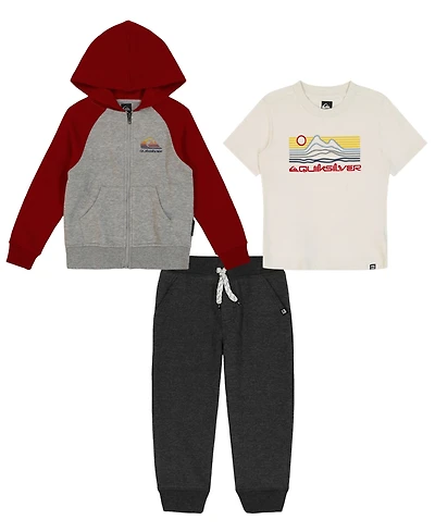 Quiksilver Toddler & Little Boys 4T-7 3-Piece T-Shirt, Hooded Zip-Up Sweatshirt and Joggers Set