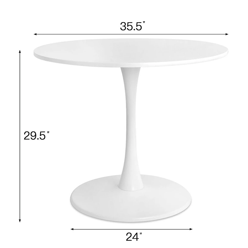 5-Piece Dining Set with 35.5" Round Table, 4 Upholstered Chairs Metal Legs, Ideal for Small Spaces-Maison Boucle