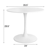 5-Piece Dining Set with 35.5" Round Table, 4 Upholstered Chairs Metal Legs, Ideal for Small Spaces-Maison Boucle