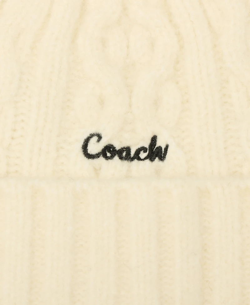 Coach Women's Embroidered Cable-Knit Beanie Hat
