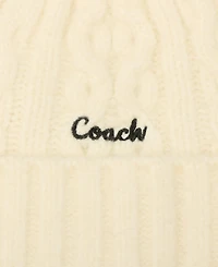 Coach Women's Embroidered Cable-Knit Beanie Hat