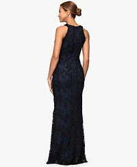 Xscape Petite High-Neck Sleeveless Lace Sheath Gown