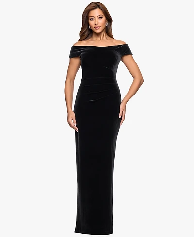 Xscape Petite Off-the-Shoulder Long Dress